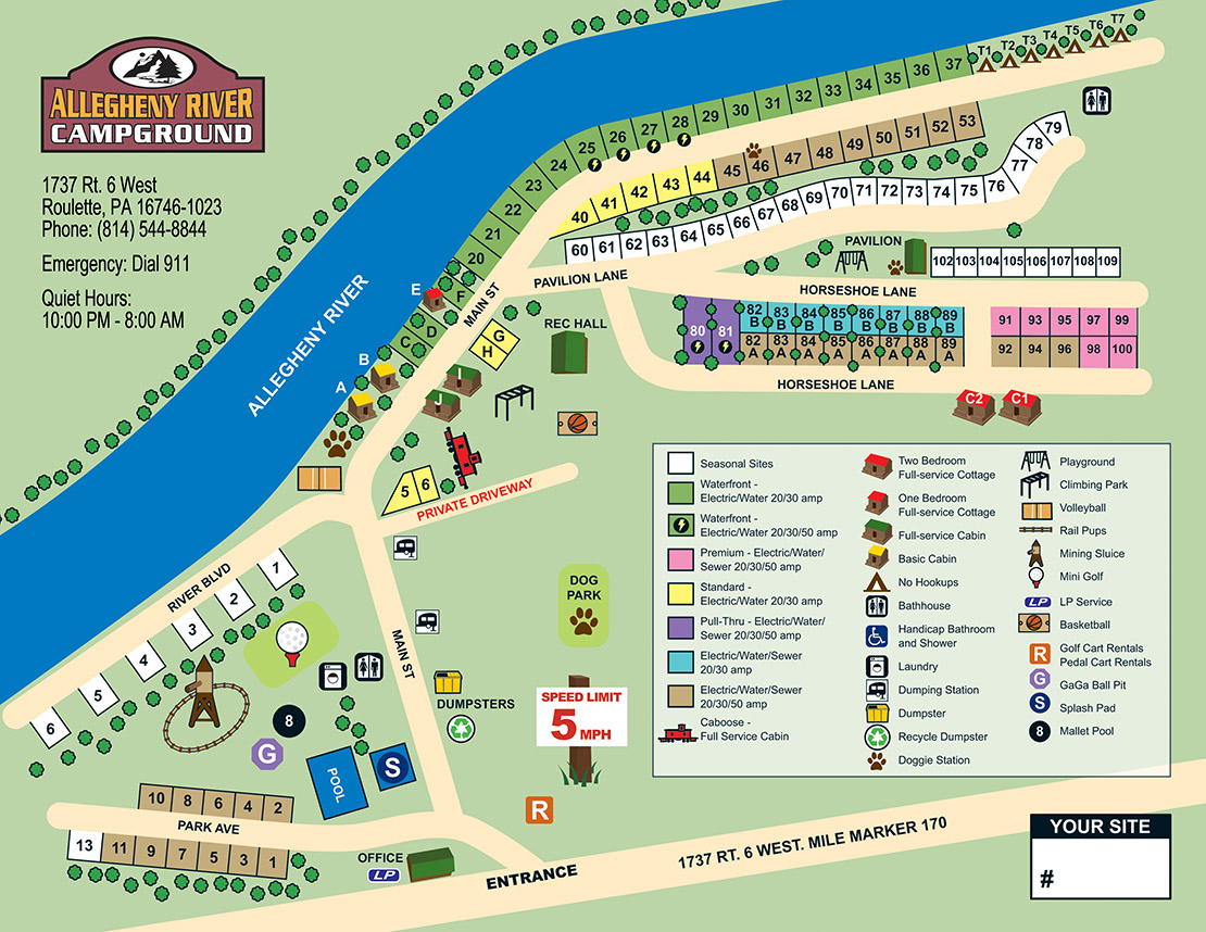 Allegheny River Campground Site Map